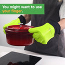 GEEKHOM BBQ Gloves Heat Resistant Oven Mitts - Silicone Grilling Gloves with 13.7" Arm Protection - Waterproof Pot Holder Non-Slip for Men & Women, Kitchen Outdoor Cooking, Baking, Camping, Green by GreenHaven Gardens