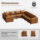 118.5" Faux Leather Modular Sectional Sofa, U Shaped Couch Set for Living Room, Large 8-Seater Comfy Cloud Couches with Storage Seat DIY Combination - Brown by CozyNest Decor