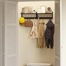 AMBIRD 34.2" Extra Long Wooden Wall Hook Rack with Shelf - Versatile and Decorative Wall-Mounted Storage with 10 Hooks for Coats, Hats, Keys, Scarves - Ideal for Entryways, Bedrooms, Closets (Black) by CozyNest Decor