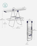 SONGMICS Clothes Drying Rack, Foldable 2-Level Laundry Drying Rack, Free-Standing Laundry Airer, with Height-Adjustable Wings, 33 Drying Rails, Sock Clips, Silver and Blue ULLR53BUV1 by CozyNest Decor