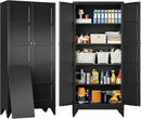 Metal Storage Cabinets with 2 Doors and 5 Shelves,Tall Storage Cabinet,Large Cupboard Closet,Pantry Storage Cabinet for Home,Office,Bathroom,Dining/Living Room (Black, 72" H) by CozyNest Decor