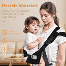 Baby Carrier Newborn to Toddler - Adjustable Sling Carrier for 25-60lbs, Comfortable Hands-Free Carrying (Black) by TinyTreasures Baby Boutique