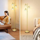 Gold Floor Lamp, Dimmable Tree Floor Lamps for Living Room Brass Tall Standing Lamp with 3 Rotatable Lights Glass Shade 66.5'' Modern Corner Lamp for Bedroom Office(3LED Bulbs Included) by CozyNest Decor