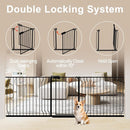 WAOWAO Baby Gate 52.76-62.2" Extra Wide Pressure Mounted Walk Through Swing Auto Close Safety Black Metal Toddler Kids Child Dog Pet Puppy for Stairs,Doorways,Kitchen by TinyTreasures Baby Boutique