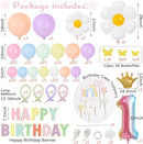 Pastel Balloon Garland Kit - 219pcs, Different Sizes 18, 10, 5 Inch Pastel Rainbow & Daisy Balloons for First Birthday Girl Baby Shower Party Arch by TinyTreasures Baby Boutique