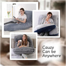 Pregnancy Pillow, Full Body Maternity Pillow 57 inch, with Removable Washable Cover - Sleep Support for Legs, Back, Neck, Shoulder, HIPS, Belly, Velvet Cover-Grey-Dark Blue by TinyTreasures Baby Boutique