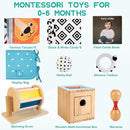 Montessori Toys for Babies 0-6 Months, 9 in 1 Learning Educational Sensory Toys for Newborn 0-3-6 Months, Includes High Contrast Cards, Baby Tissue Box Toy, Spinning Drum, Teether and More by TinyTreasures Baby Boutique