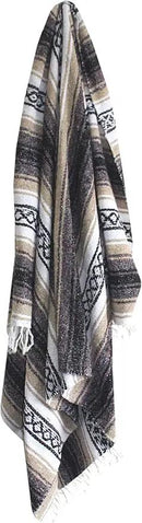 Del Mex Classic Mexican Blanket, Large Authentic Woven Falsa Throw (70"x50"), Artisan Southwest Décor for Beach, Yoga, Outdoors (Tan) by CozyNest Decor