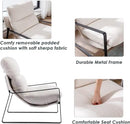 DUOMAY Modern White Sherpa Accent Chair, Comfy Lounge Lazy Chair with Metal Leg, Mid-Century Corner Arm Chair for Living Room Bedroom Office Apartment by CozyNest Decor