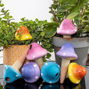 4 Pack Terracotta Watering Spikes, Vacation Self-Watering Planters Devices - Continuous Moisture with Slow Release Watering System - Perfect for Indoor Outdoor Plants (Fantasy Mushroom) by GreenHaven Gardens