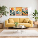 HPNIUB Mountains Forests Framed Canvas Wall Art Set, Abstract Woodland Painting, Boho Scenery Sun Wall Decor, Pretty Grassland River Artwork for Living Room, Bedroom, Dining Room, Office - 16"x24"x3 by CozyNest Decor