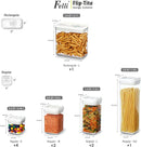 Felli Flip Tite Storage Container with 4 Inch Lid SQUARE & RECTANGLE, Air Tight Ring Seal Top Clear Acrylic Canister Jar, Spice Pasta Cereal Snack Pantry Organizer, Gift Set for Women (10pk, Variety) by TinyTreasures Baby Boutique