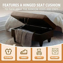Ottoman Rectangular Storage Ottoman Bench, Flannel Footrest Stool Footstool with Lid for Living Room, Bedroom, Entryway, Brown&Black, 35"x23.5"x17.5" by CozyNest Decor