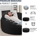 6FT Bean Bag Chair, Large Bean Bag Chairs with Memory Foam Filled, Fluffy Beanbag Sofa with Dutch Velvet Cover, Round BeanBag Chairs for Living Room, Playroom - Black by TinyTreasures Baby Boutique