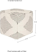 REDEARTH · Tufted Pouf Ottoman with Filler Textured Storage Cube Bean Bag Pouffe Footrest for Living Room, Bedroom, Nursery, Kidsroom; 100% Cotton (17.5"X17.5"X17.5", Loom Story 3 Natural Black) by CozyNest Decor
