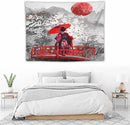 Japanese Red Geisha Tapestry Asian Cherry Blossom Red Sun Traditional Kimono Folk Tapestries Home Decor for Living Room Bedroom Apartment Farmhouse Dorm 40"x30" by CozyNest Decor