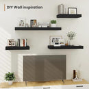 Heimlove 24 x 12 Inch Deep Floating Shelves Wall Mounted with Invisible Brackets,Storage Hanging Shelf for Wall Decor in Bathroom, Bedroom, Toilet, Kitchen, Living Room, Office Set of 2 (Black) by CozyNest Decor