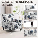 Wingback Accent Chair with Removable Pillow, High Back Floral Armchair with Solid Wood Legs & Nailhead Trim, Comfy Upholstered Reading Single Sofa Chair for Bedroom (2, Ink Blue Pattern) by CozyNest Decor