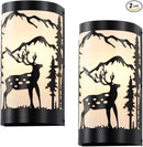 Black Wall Sconces Set of Two,Deer Metal Cream Parchment Rustic Wall Sconces,Farmhouse Indoor Wall Light Fixtures,Industrial Matte Sconce Light,Wall Lamps for Bedroom,Living Room,Hallway by CozyNest Decor