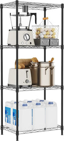 4 Tiers Shelf Metal Storage Shelves Wire Rack Closet Organizers with Wheel for Garage Kitchen Bathroom Laundry Black 11.8" D x 17.7" W x 41.9" H by CozyNest Decor