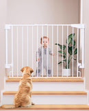 Cumbor 29.2-43" No Bottom Bar Baby Gate for Stairs, 2-in-1 Hardware Mounted Dog Gate Indoor, Auto Close Pet Gate for Doorways with Large Walk Thru Door, Wide Child-Proof Safety Gates for Kids (White) by TinyTreasures Baby Boutique