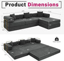 108" Oversized Convertible Sleeper Sofa Bed, Corduroy L Shape Sectional Couch, Folding Sofa Bed with Side Pocket, Modern Cloud Floor Mattress Couch, Modular Sofa for Living Room, Grey by CozyNest Decor