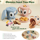 Silicone Snack Cups Food Container for Toddlers and Babies, Spill Proof Training Cup with Snack Cup Lid & Dust Proof Lid, Comes with a toy strap, Without BPA, Lead, or Phthalates (Beige & Pink) by TinyTreasures Baby Boutique