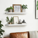 Floating Wall Shelves - 16"x6.8"x1.2" Sturdy Rustic White Solid Wood Shelves for Storage and Décor, Easy Installation for Living Room, Bedroom, and Kitchen - 2 Pack
