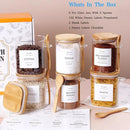 6 Pack Glass Jars with Bamboo Lid and Spoons - 17Oz/27Oz Borosilicate Glass Jars with 132 Pantry Labels - for Coffee Beans, Tea, Sugar & More by CozyNest Decor