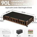 2 Pack Bamboo Under Bed Storage with Wheels, 39”x20”x7.8” Lager Under Bed Storage Containers (Brown) by CozyNest Decor