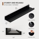 Picture Ledge Shelf, Solid Pine Wood Floating Shelves Set of 4, 16 Inches Nursery Book Shelves for Toys Storage, Kids Bookshelf Wall Mounted for Living Room Decor Photo Frames, Black by TinyTreasures Baby Boutique