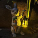 Garden Statues Rabbit Solar Lantern Outdoor Handmade Resin Statue Bunny with Cute Carrot for Patio, Yard,Mother's Day Gift Ideas (rabbit1) by CozyNest Decor