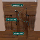 Babelio Metal Auto Close Baby Gate,Extra Wide Pet Gate for The House and Doorways, Pressure Mounted Walk Thru Child Gate with Door (Black Wood Pattern, 30" Tall 29"-55" Wide) by TinyTreasures Baby Boutique