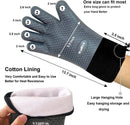 Walfos Silicone BBQ Gloves - Heat Resistant Grilling Gloves, Premium Non-Slip Kitchen Silicone Oven Mitt with Protective Cotton Layer Inside, Waterproof, Great for Grilling, Kitchen and Cooking, Gray by GreenHaven Gardens