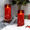 NURADA Flickering Flameless Candles: Built-in Star String Lights Battery Operated LED Pillar Candles with Remote and Timer Romantic Decorations for Wedding Party Christmas Halloween - Red 2 Pack by CozyNest Decor