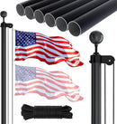 NELXINJO 25FT Sectional Flag Pole Kit, Heavy Duty Aluminum Outdoor In-Ground Flagpole, Black Ball Top, 3x5 USA Flag for Residential commercial Outdoor Garden(25FT, Black) by GreenHaven Gardens