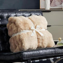 Cozy Bliss Faux Fur Throw Blanket for Couch, Fuzzy Soft Plush Thick Bubble Blanket for Sofa Bedroom Living Room, 50 * 60 Inches Beige by CozyNest Decor