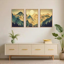 Celestdeco Mountains Forests Framed Canvas Wall Art Set, Abstract Sun Woodland Painting, Boho Scenery Sun Wall Decor, Natural Woodgrain Art Print for Living Room, Bedroom, Dining Room, Office - 16"x24"x3 by CozyNest Decor