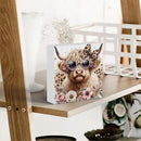 Highland Cow Decor, Highland Cow Gifts for women, Cow With Leopard Bow, Highland Cow Nursery Decor, Wooden Box Decor Sign for Home Farmhouse Office Living Room Table Shelf by CozyNest Decor