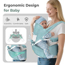 FRUITEAM 6-in-1 Baby Carrier with Waist Stool/Hip Seat, One Size Fits All -Adapt to Newborn, Baby Hip Carrier for Breastfeeding, Infant & Toddler, (Green) by TinyTreasures Baby Boutique