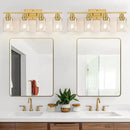 4-Light Vanity Lights with Clear Glass Shades, Brushed Gold Bathroom Light Fixtures Over Mirror, Modern Bathroom Wall Lamp for Mirror Living Room Cabinet Bedroom Porch by CozyNest Decor