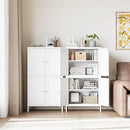 Letaya Storage Cabinet with Doors and Shelves,Small Freestanding Bathroom Floor Metal Cabinets -White by CozyNest Decor