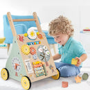 Wooden Baby Walker, Multiple Learning Activities Center Develops Motor Skills for Infant to Toddler, Push and Pull Walkers with Wheel for Boys Girls by TinyTreasures Baby Boutique