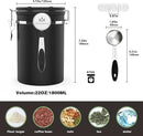 Coffee Canister with Scoop,Date Tracker 304 Stainless Steel Airtight Container One-Way CO2 Valve for Coffee Beans,Tea,Sugar,Kitchen Storage (Black, 22oz) by CozyNest Decor