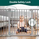 BABELIO 29-55 Inch Extra Wide Baby/Dog Gate, Metal Auto Close for The House and Doorways, Pressure Mounted Pet Door, NO Need Tools and Drilling, with Wall Cups, Gray by TinyTreasures Baby Boutique