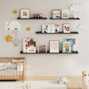 Fun Memories Picture Ledge Shelf, 48 Inch Floating Shelves Set of 2, Large Nursery Book Shelves for Toys Storage, Kids Bookshelf Wall Mounted for Wall Decor Books Photo Frames, Black by TinyTreasures Baby Boutique