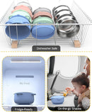 Baby Suction Bowls with Lids 4-Pack, 2-in-1 Stainless Steel 304 Toddler Bowl & Removable Silicone Suction Kids Bowl Plate Set Non Toxic Snack Dishes for Self-Feeding, Sunrise Meadow by TinyTreasures Baby Boutique