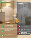 Modern Gold Floor Lamp for Living Room - Adjustable Height Standing Lamp with Marble Base & Linen Shade, 3-Way Dimmable Tall Floor Light for Bedroom, Reading, Bulb Included by CozyNest Decor