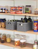 StorageWorks Round Paper Rope Storage Baskets, Rectangular Wicker Baskets with Built-in Handles, Gray, 2-Pack by CozyNest Decor