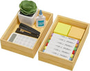 Kitchen Drawer Organizer Bins, Stackable Bamboo Drawer Organizer for Silverware, Flatware, Deep Office Desk Drawer Organizer Tray, Desktop Pen, Office Organization 9" x 6" x 2.5" (Set of 2) by CozyNest Decor